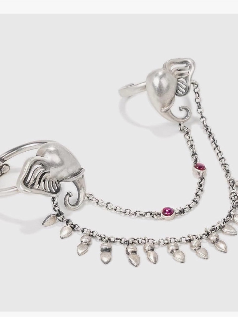 Silver Elephant Double Ring Chain in 925 Silver